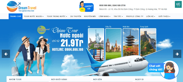 Website quảng bá du lịch Việt Nam Sream Travel