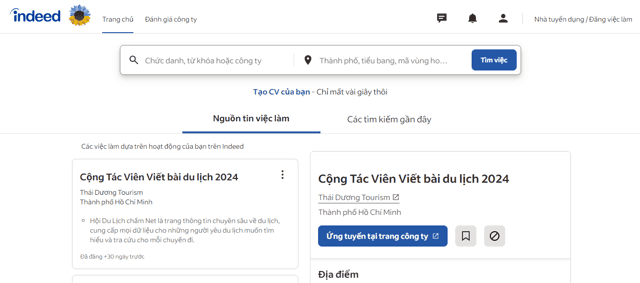 Indeed - Trang web tuyển dụng nhân sự về ngành du lịch,khách sạn