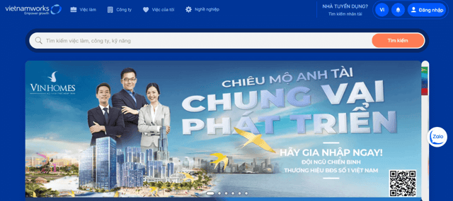 VietnamWorks - Trang web tuyển dụng nhân sự về ngành du lịch,khách sạn