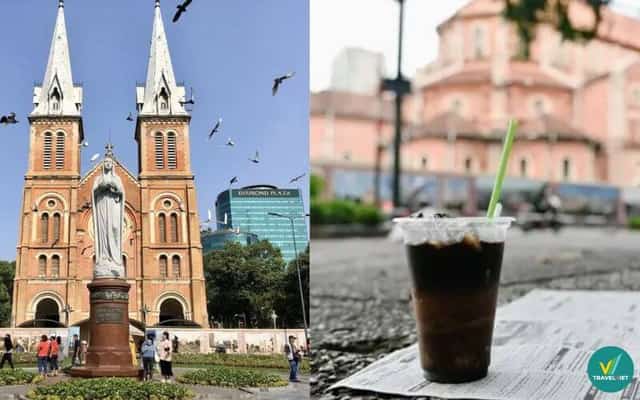 Uống cà phê bệt tại nhà thờ Đức Bà