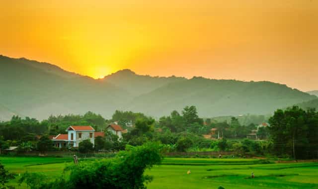 A serene countryside.