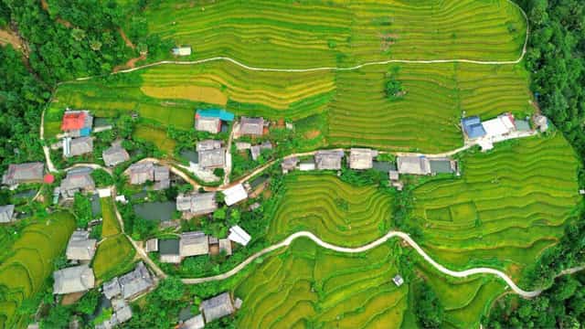 ルンタオ村（ハザン省ヴィーシュエン県カオボー村）の美しい棚田