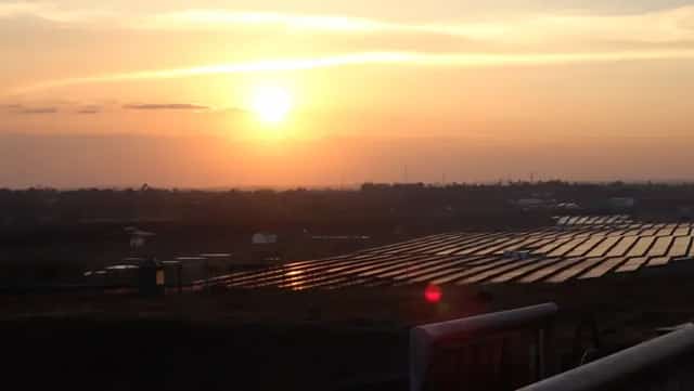 Along the dam road, looking towards National Highway 26, visitors can easily spot a solar power farm.