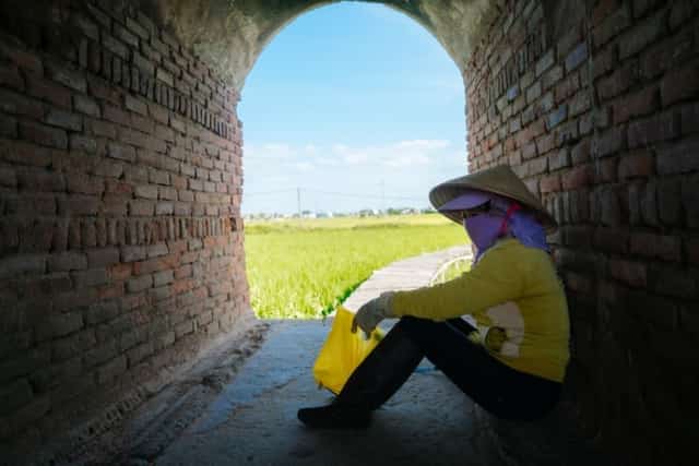 This old brick kiln, nestled amidst lush green rice fields in Vinh Nam hamlet, Duy Vinh commune, Duy Xuyen district, Quang Nam province, is approximately 5km from Hoi An City.