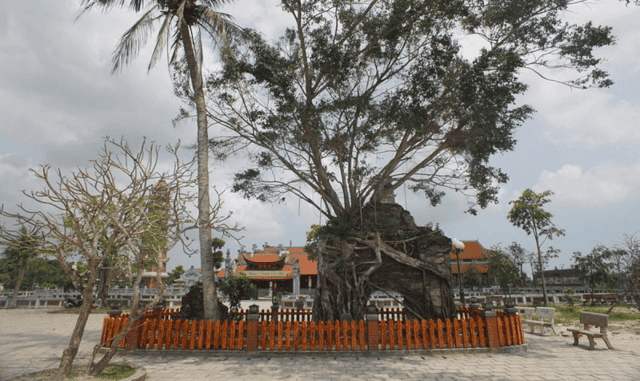 The old gate of Hoang Phuc Pagoda is preserved as a historical testament.