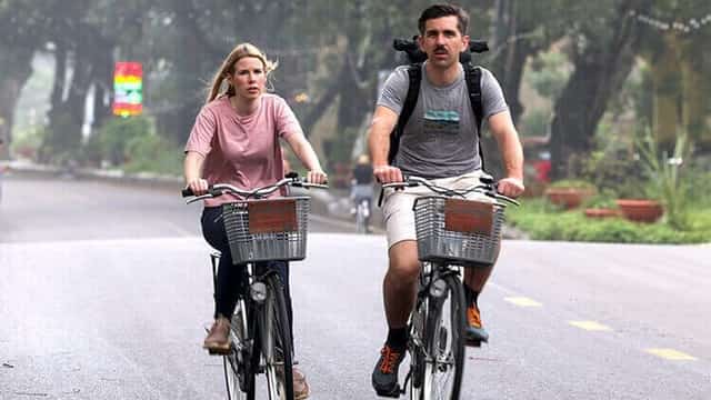 Many international tourists enjoy cycling through the peaceful scenery of the Vietnamese countryside