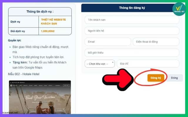 Điền các thông tin và ấn Đăng ký