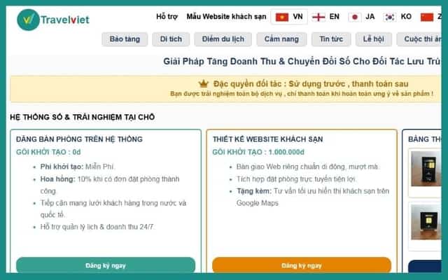 注册 TravelViet 的酒店数字化转型解决方案