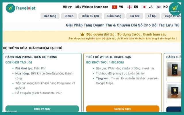 TravelViet 为酒店和民宿提供的免费客房销售软件