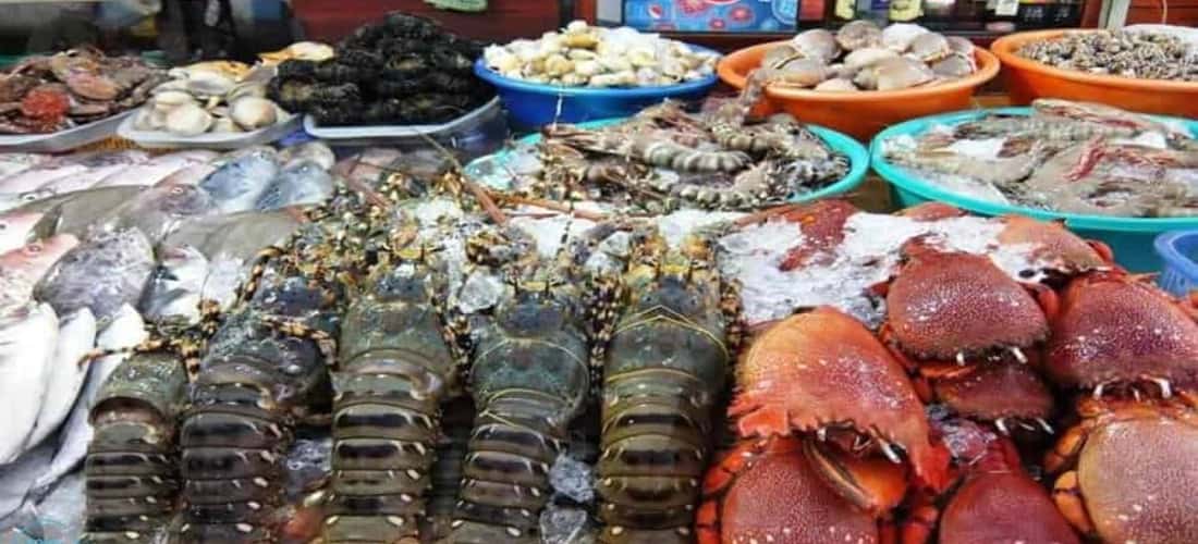 Chợ đêm Nha Trang bán rất nhiều món hải sản.