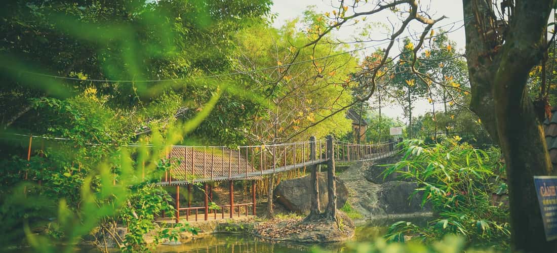 Suoi Hoa 관광 지역은 이곳의 기후가 일년 내내 시원하기 때문에 깊은 숲 속에 숨겨져 있고 나무로 둘러싸여 있기 때문에 공간이 시원하고 신선합니다.