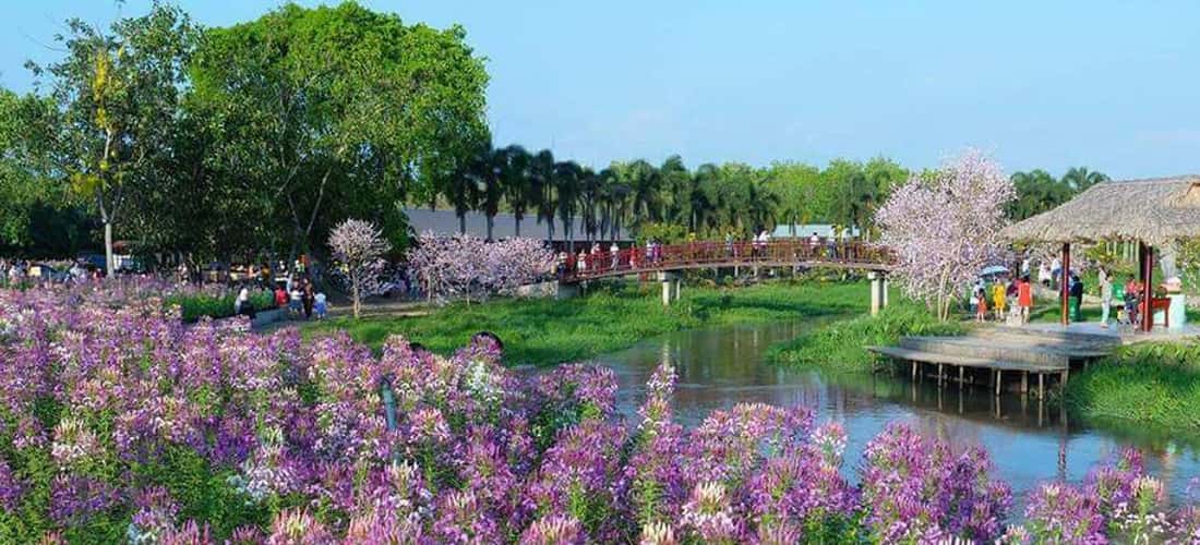 Thủy hoa viên Tây Ninh là khu du lịch mới nổi, ghi điểm với các bạn trẻ bởi cảnh quan tuyệt đẹp, nhiều góc “sống ảo”.
