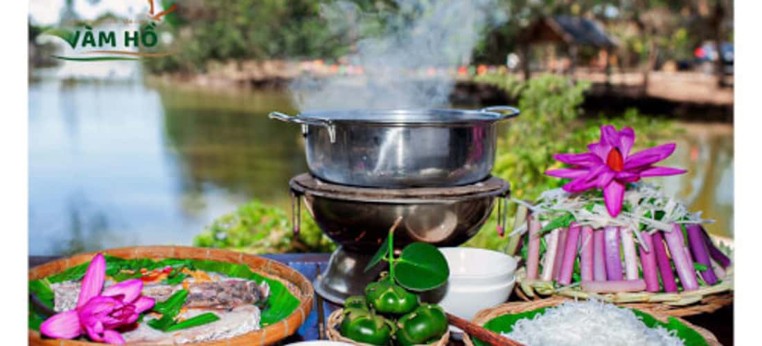 Ẩm thực tại khu nông trại du lịch sân chim Vàm Hồ