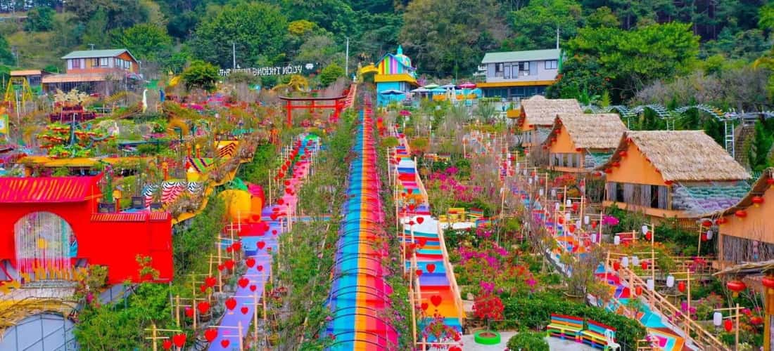 大拉拉特（Da Lat）飞行的上花园的总面积将近2公顷，非常精心投资且投资良好。