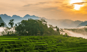 Hoàng hôn ở khu bảo tồn thiên nhiên Pù Luông