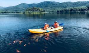Chèo thuyền kayak thưởng ngoạn cảnh trên hồ