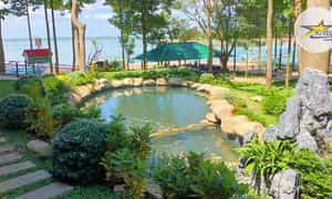 鹰岛旅游区自然风光优美，鲜花盛开，树木葱郁，湖面清新，极具吸引力。
