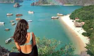 像Cat Ba Beach的许多其他海滩一样,Van Boi也有新鲜的原始空气。天然白色的沙子,浅水,安静的海浪适合游泳。