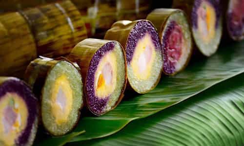 Thưởng thức món Bánh tét lá cẩm xứ Tây Đô trứ danh thơm lừng