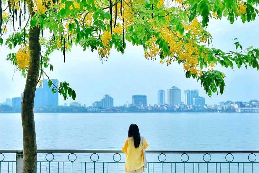 Du khách tham quan Hồ Tây Hà Nội