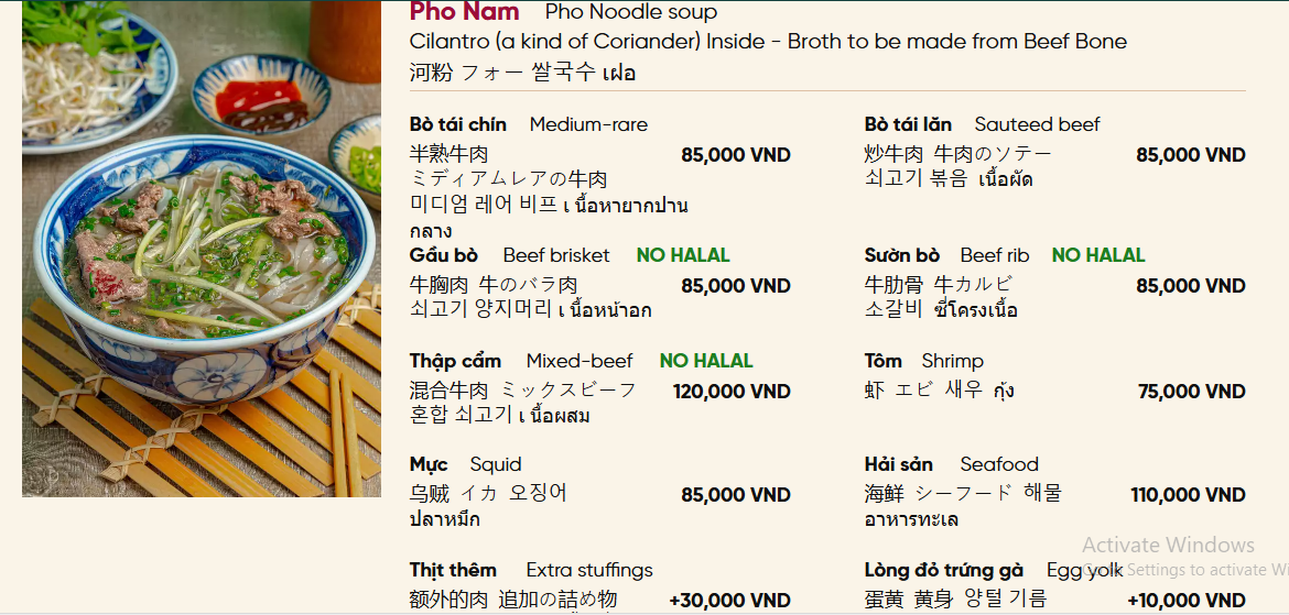 Phở bò Nam Bộ.